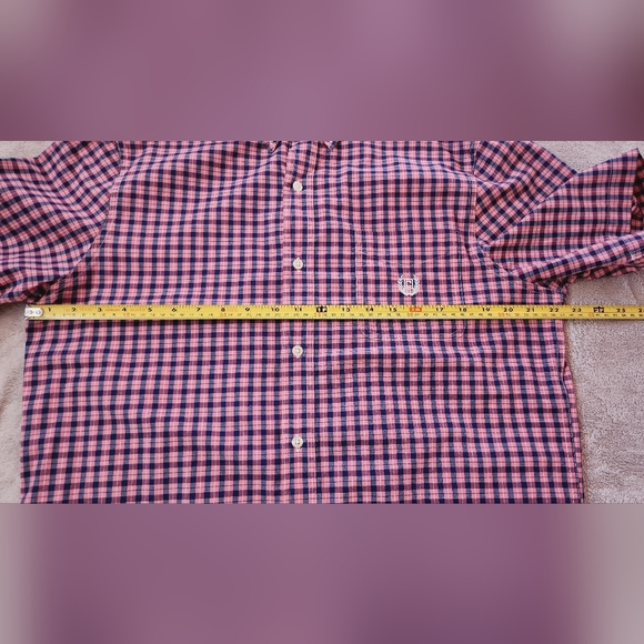 CHAPS MENS EASY CARE PINK CHECKERED SHORT SLEEVES CASUAL DRESS SHIRT  MEDIUM M - Picture 6 of 7